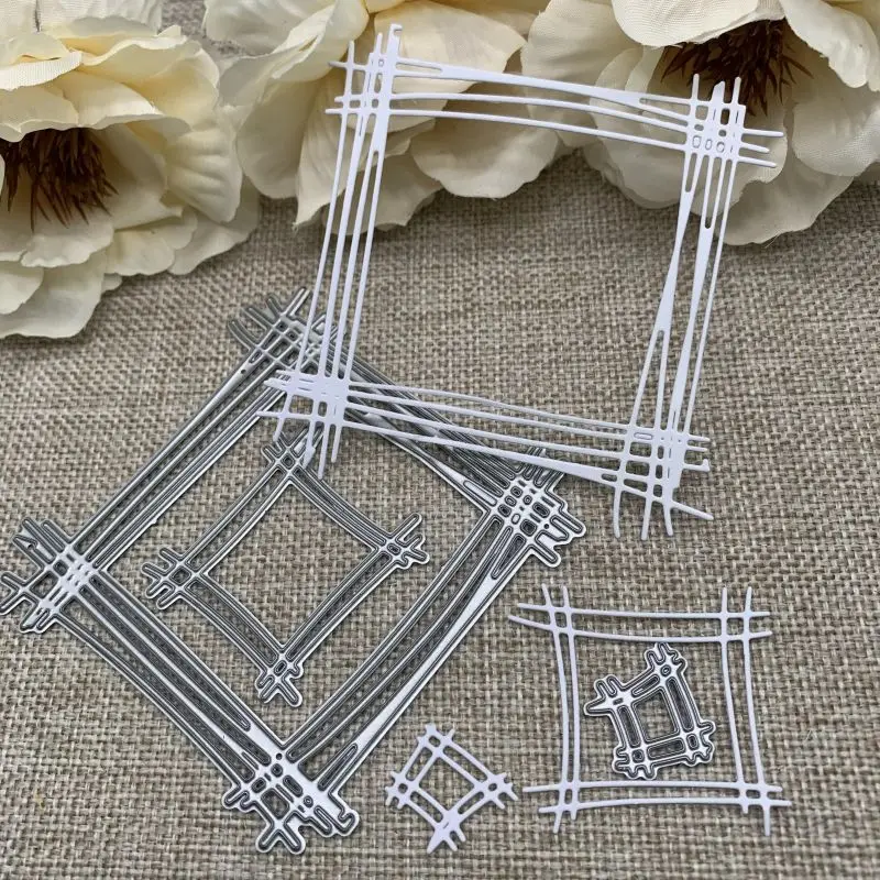 3Pcs Cross square frame Metal Cutting Dies Stencils For DIY Scrapbooking Decorative Handcraft Die Cutting Template Mold