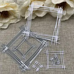 Matrices de découpe en métal, cadre carré croisé, pochoirs pour bricolage, Scrapbooking, modèle de découpe artisanal décoratif, moule 3 pièces