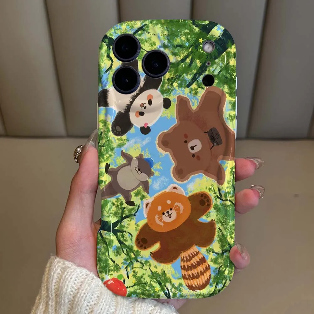 

Cartoon Cute Red Panda Pattern Phone Case For iPhone 17 16 15 14 13 12 11 XR AirMini Pro Plus Max Wave Oil White Soft Shockproof