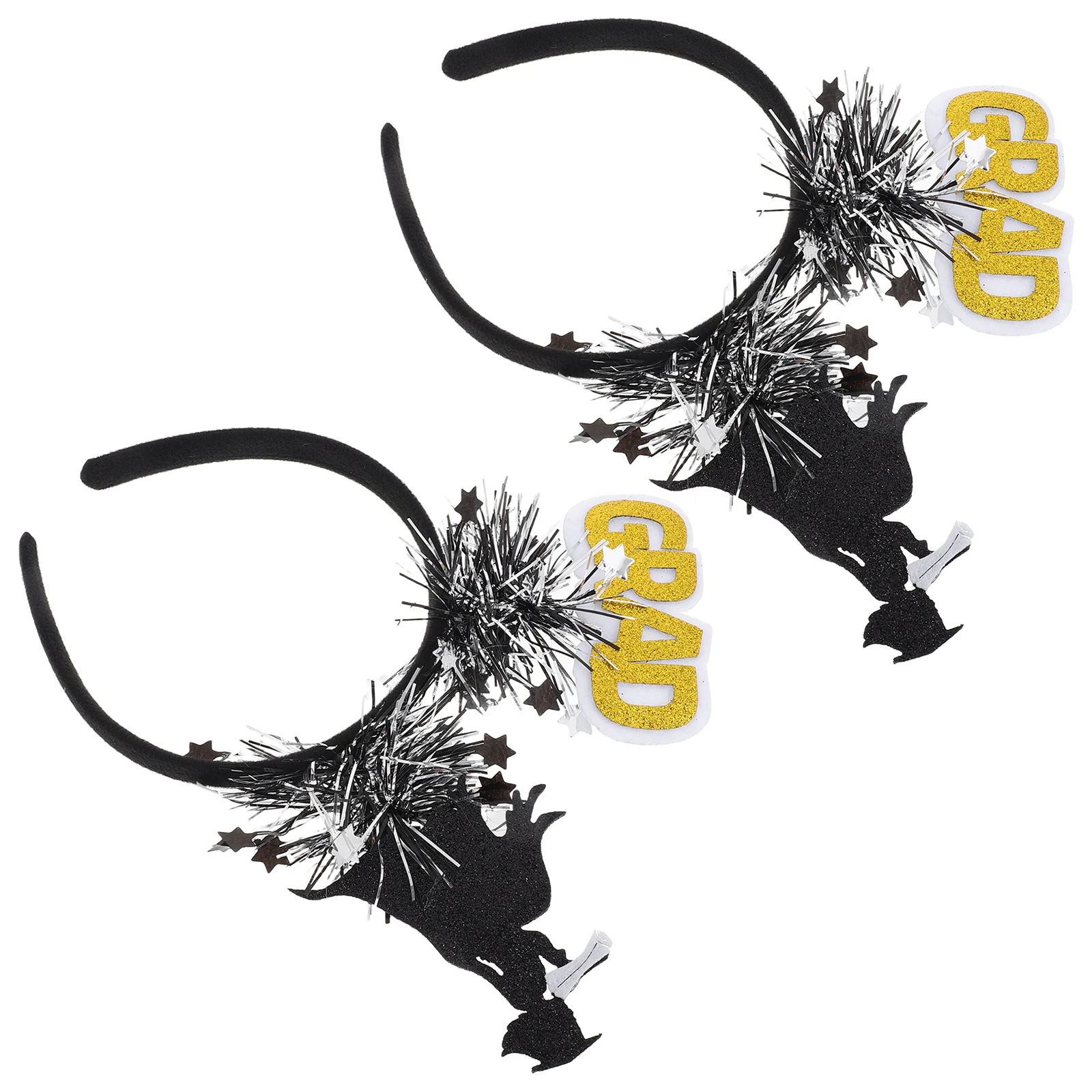 

2Pcs Graduation Cap Headb Doctor Hat Headdress Glitter Cloth Adjustable Size Tassel Party Accessories Stylish Comfortable