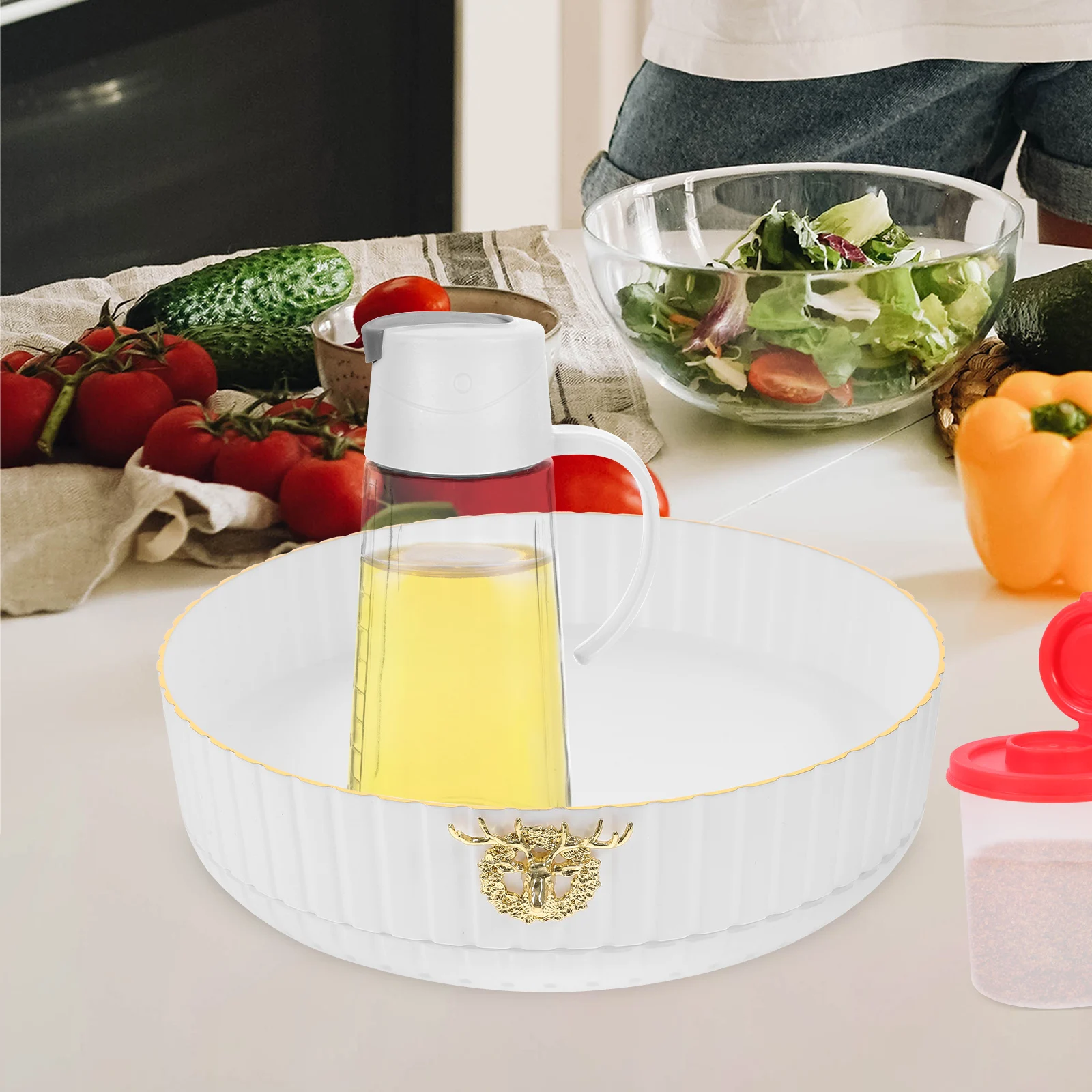 

Multifunctional Rotating Spice Rack Organizer For Kitchen Countertop Condiment Stand With Smooth Bearings Decorative Home