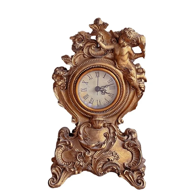 Resin Roman Dial Table Clocks, Retro Clocks, Office Desktop Ornaments, Decoration Items, Nordic Watch Decor, Home Accessories