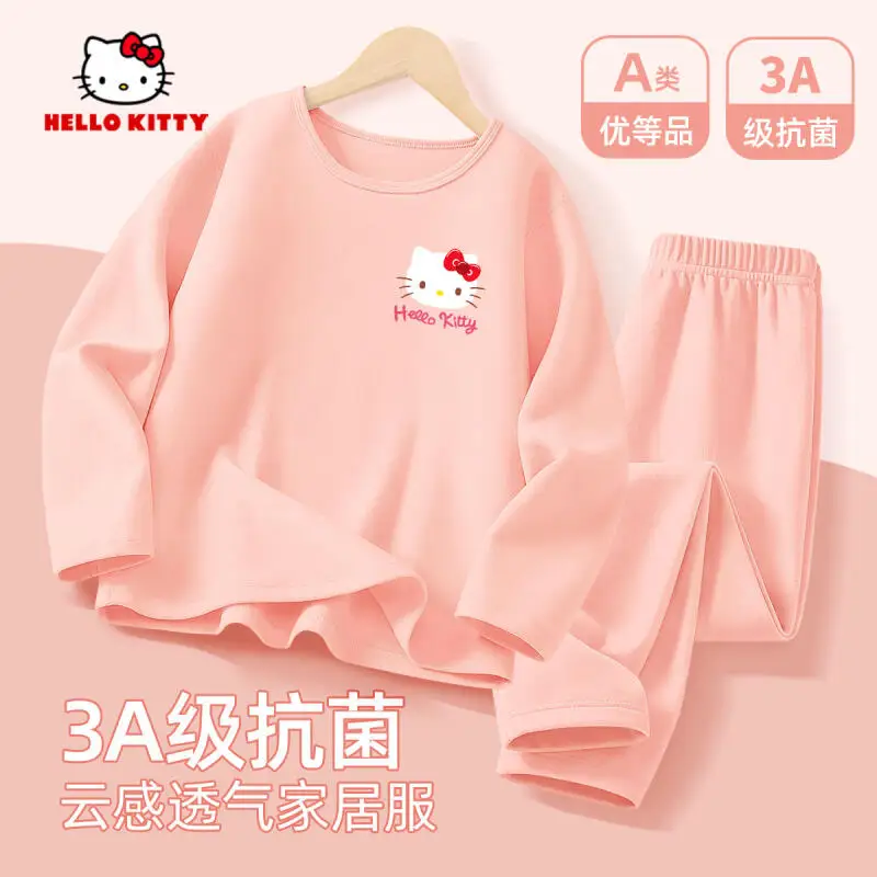 

Sanrio теплая осенняя одежда 2 шт. Hello Kitty новый стиль осенние брюки осенне-зимний стиль пижамы модный универсальный милый костюм