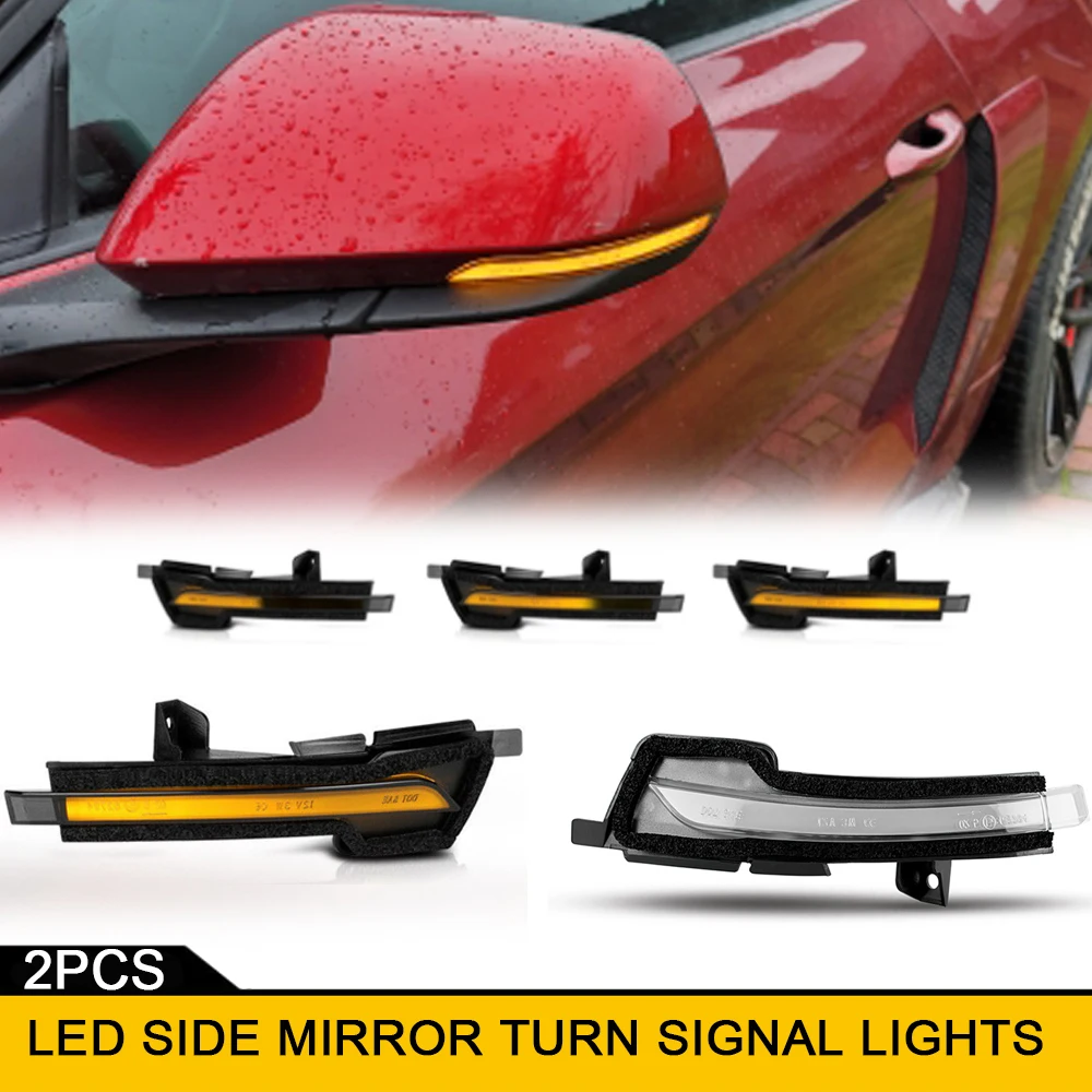 

2x No Error Side Mirror Marker Repeat Blinker Led Lights For Ford Mustang 2015-2021 Indicator Sequential Parking Signal Lamp