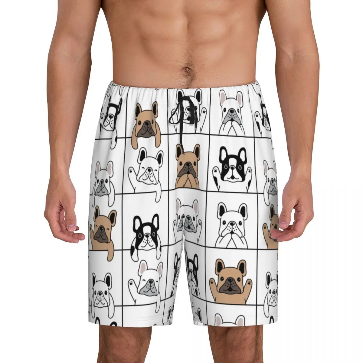 

Custom Cute French Bulldog Puppy Pajama Shorts Sleepwear for Men Elastic Waistband Pet Dog Sleep Lounge Short Pjs with Pockets