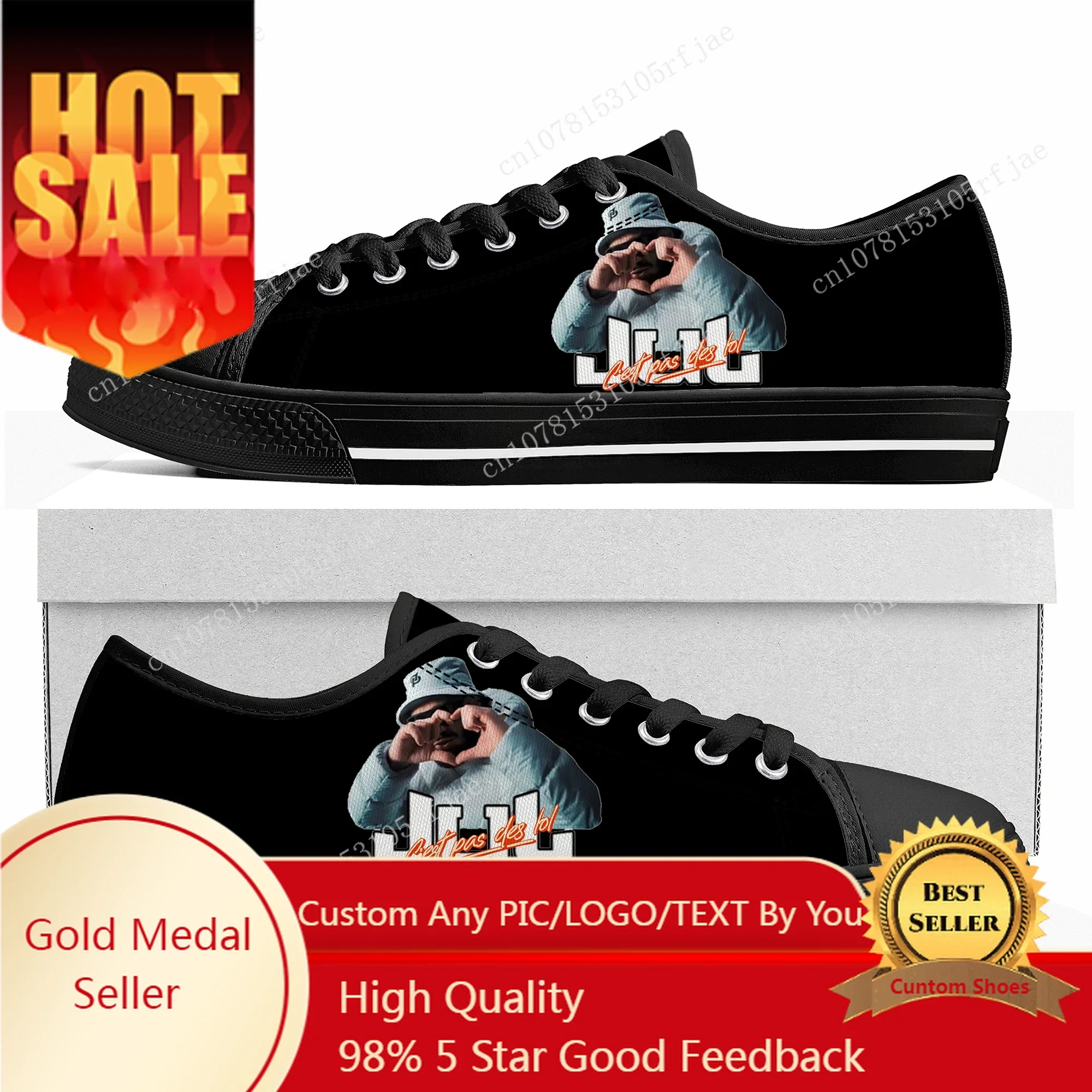 

Popular Rapper JuL Custom Low Top Sneakers Womens Mens Teenager Fashion Shoes Casual Tailor Made Canvas Sneaker