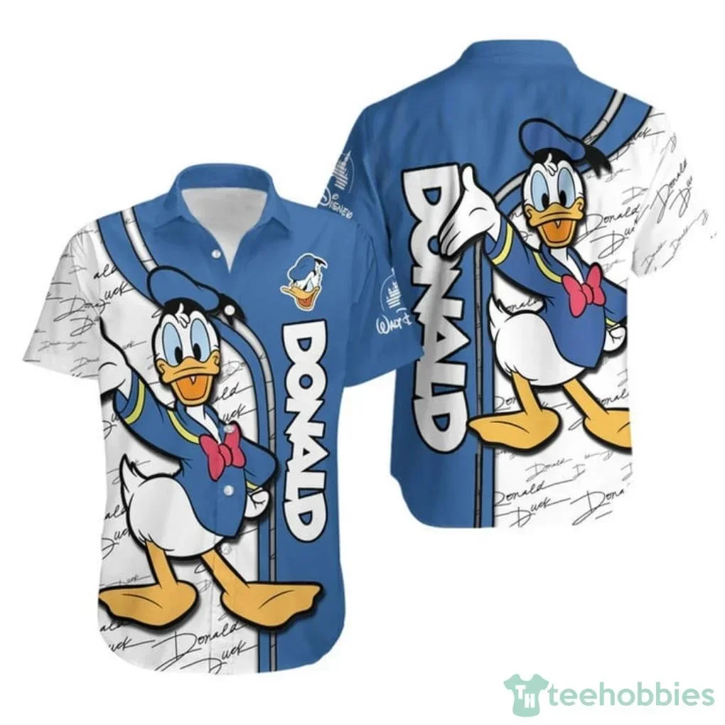 Camisa havaiana do pato Donald Disney masculina, tops de manga curta, abotoados, praia, casual, vintage