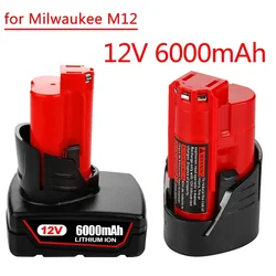 12V Battery 3Ah 6Ah Rechargeable Battery for Milwaukee M12 XC Cordless Tools 48-11-2402 48-11-2411 48-11-2401 MIL-12A-LI