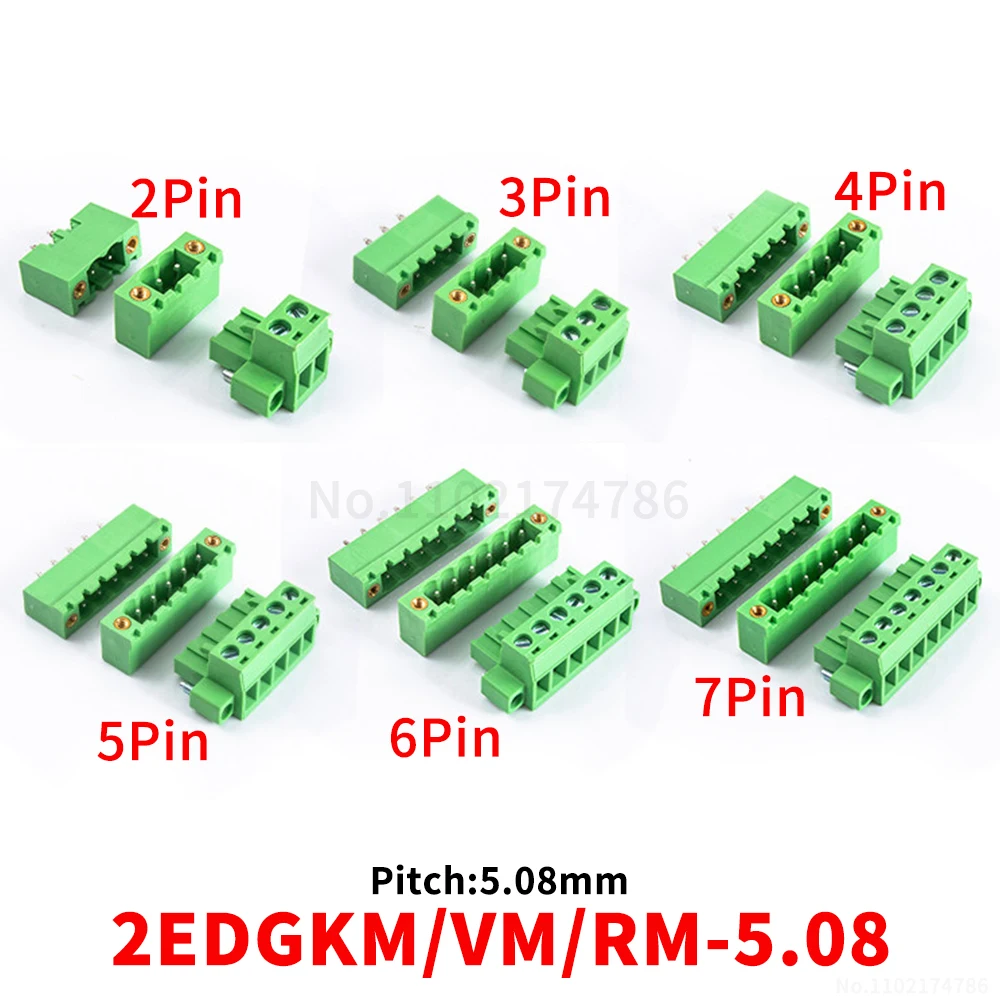 

(1 комплект) 2EDGKM 2EDGVM 2EDGRM - клеммные колодки под пайку 5,08 мм с винтовым подключением 2~24P KF 15EDGKM/RM/VM 5.08