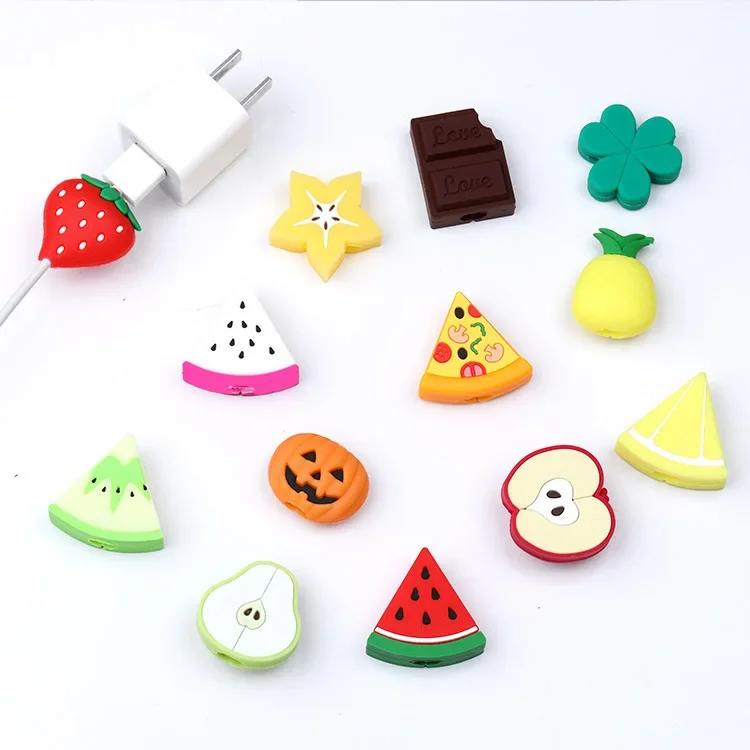 Schattig Fruit Telefoon Usb Kabel Protectorcable Chompers Koord Dier Oplader Draad Houder Organizer Bescherming Voor Iphone Huawei