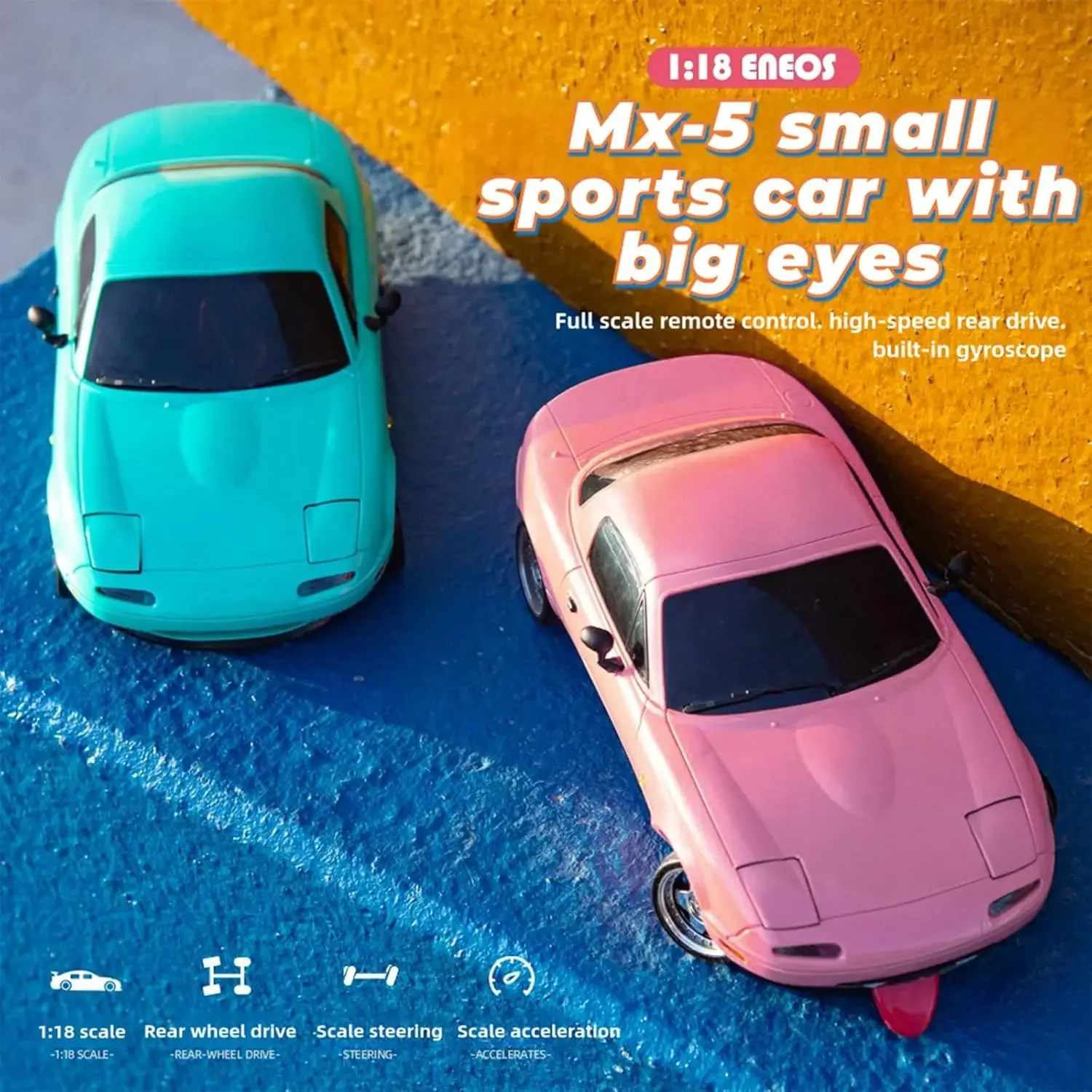 Радиоуправляемый дрифтовый автомобиль LDRC в масштабе 1/18 LD1804 Mazda MX5 — 2,4 ГГц, ESP Gyro, светодиодные фонари, полномасштабная гоночная игрушка, подарок для детей