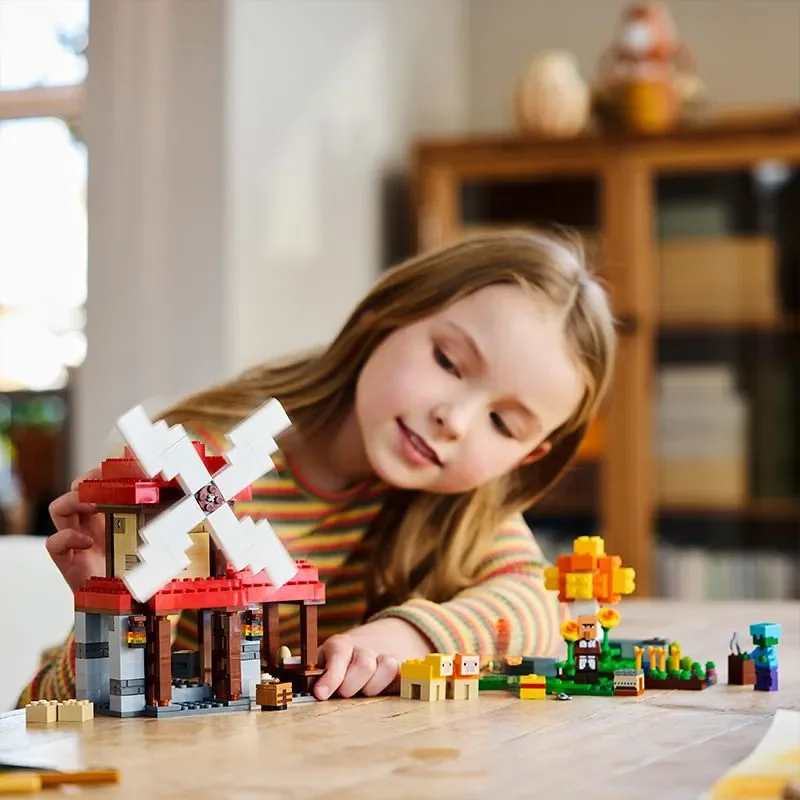 Conjuntos de tijolos compatíveis meu mini mundo série de jogos blocos de construção a fazenda moinho de vento brinquedos infantis montagem presentes 21262