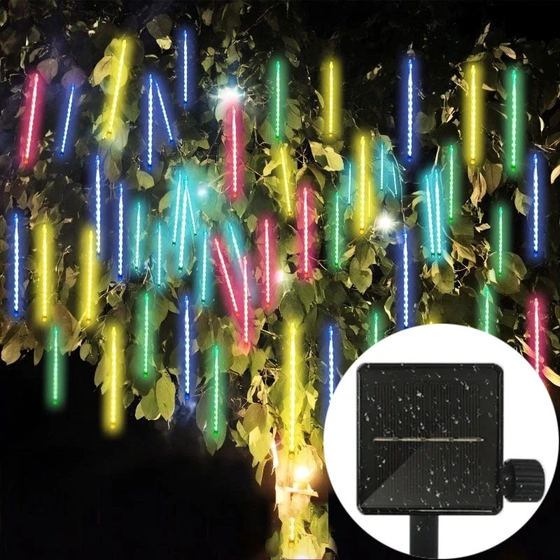 Luces solares de Navidad para exteriores, cadena de luces de lluvia de meteoritos que cae, para fiesta, jardín, decoraciones de vacaciones, 30/50cm