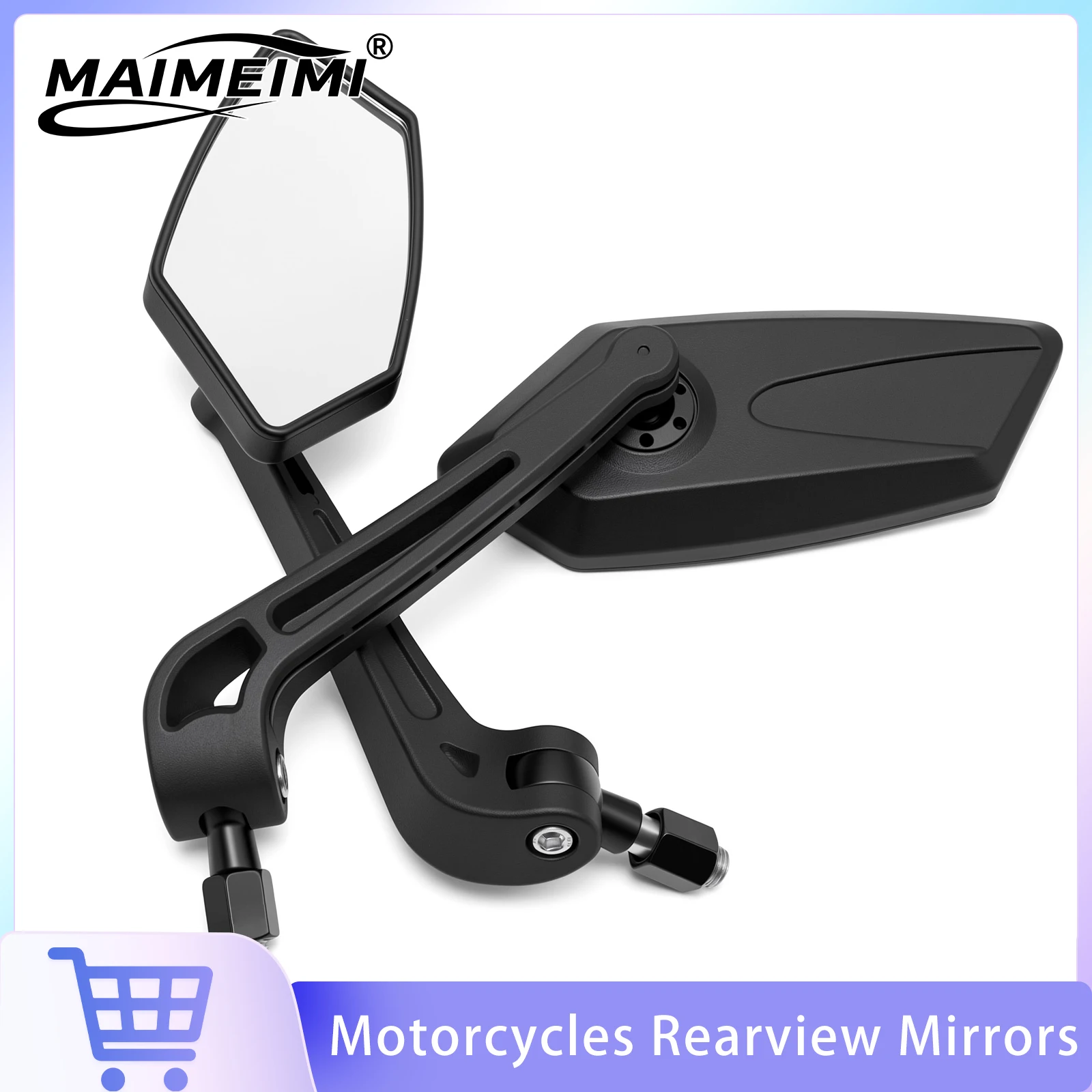 1 Pair Motorcycle Handlebar Mirror Adjustable Rotatable Clear Left Right Back Sight Rearview Mirror Universal Motor Accessories