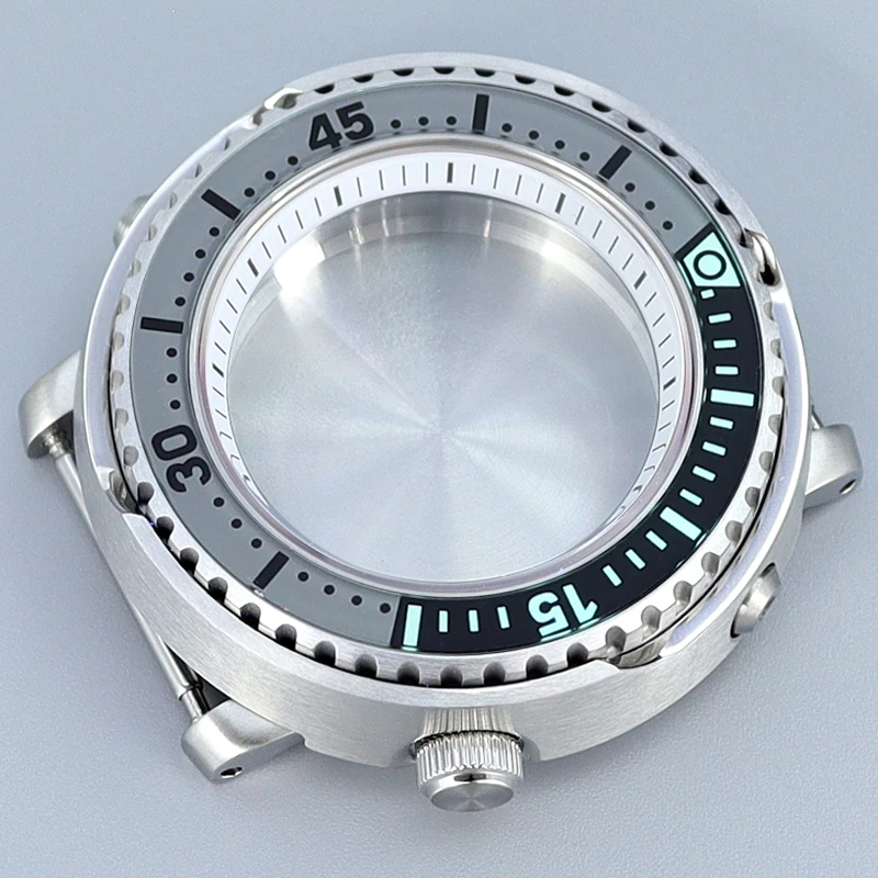 

43mm NH35 Watch Cases C3 Luminous bezel Sapphire Glass For Mod Tuna Canned Nh35 Nh36 Nh34 Nh38 Movement 3.8 o'clock Screw Crown