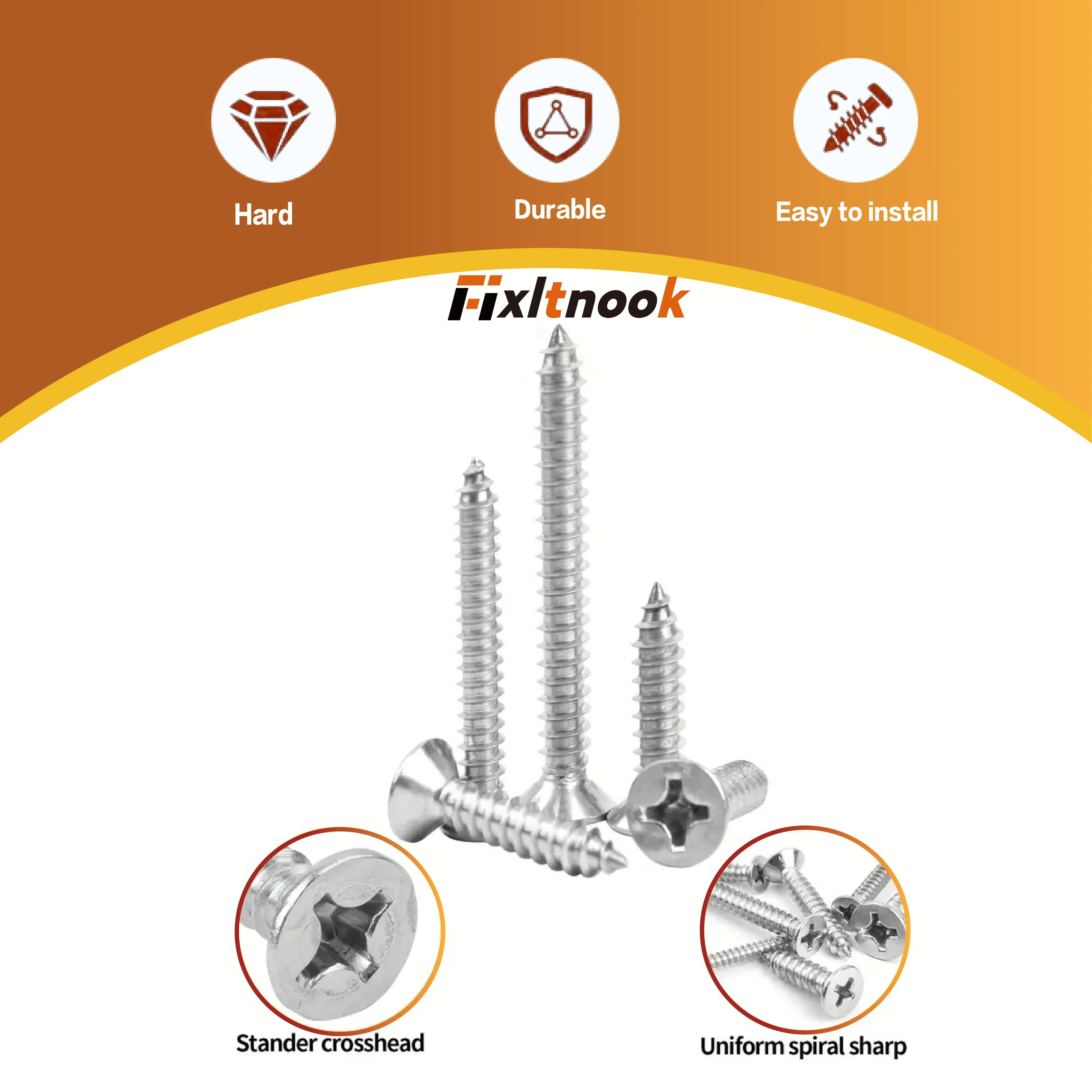 450 pezzi, set di viti per legno in acciaio inossidabile 304, vari modelli come #   4 #   6 #   8 #   10 #   12