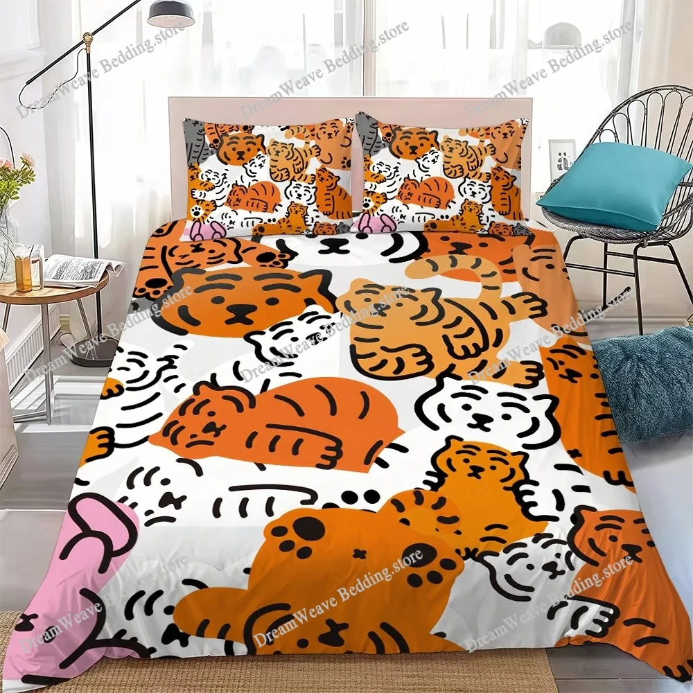 

Fashion Art M-Muzik T-Tiger Duvet Cover Set Home Style Bedding Soft Laundry Cotton Bed Student Dormitory Gift