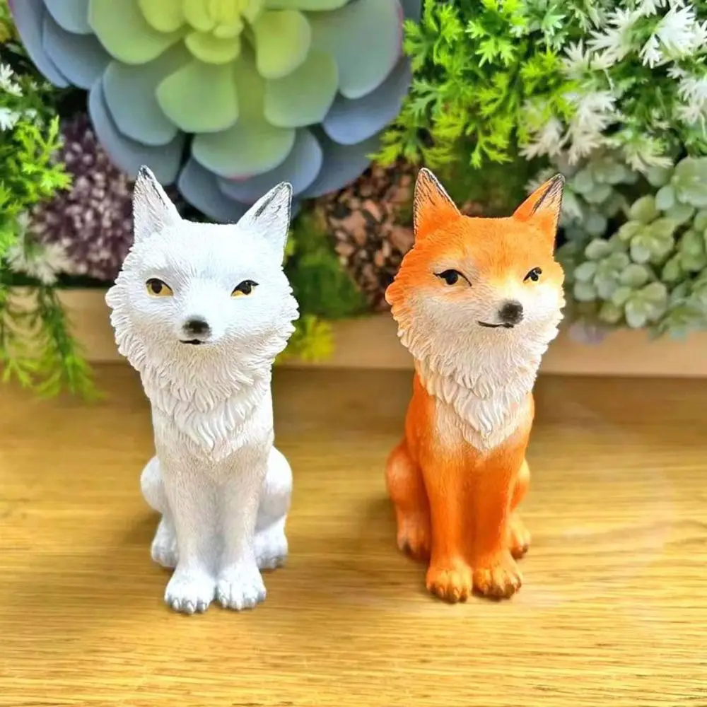 Mini Potted Gardening Fox Ornaments Succulent Decorations DIY Micro Landscape Garden Fox Statue Nine Tailed Fox Ornaments