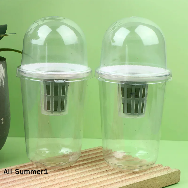 【E】1/3Sets Plastic Material Hydroponic Seed Planter Pots Reusable Seedling Baskets Transparent Root View Cups Succulents Growing