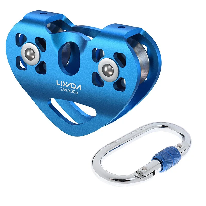 

Outdoor aluminum alloy double pulley zipper line pulley mountaineering caving mountaineering trip counterweight static rope