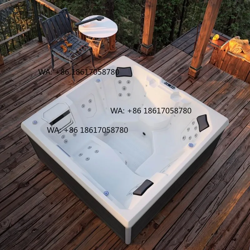 Luxury Jacuzzier Freestanding Hydro Massage Hot Tub Spa Bathtub Acrylic Outdoor Whirlpool with LED Color Light
