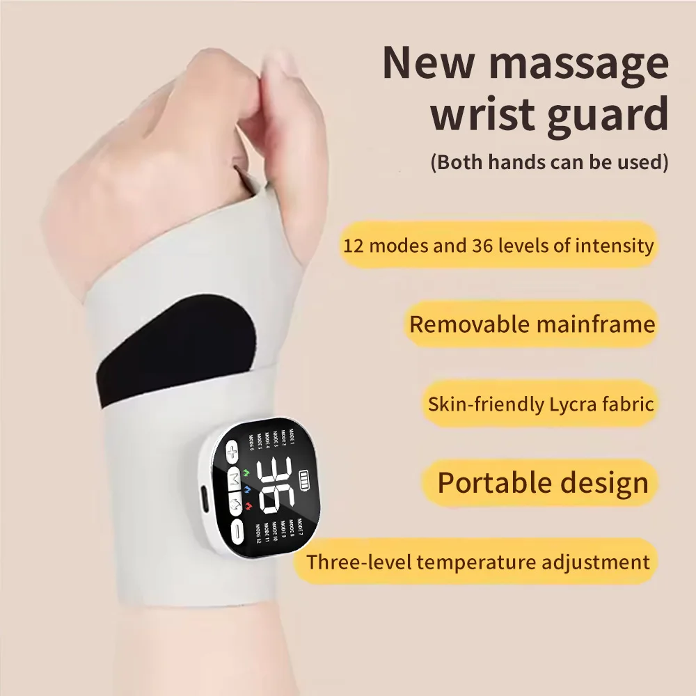 Electric Heating Wrist Massager With Ems And Vibration Therapy_voghion.com