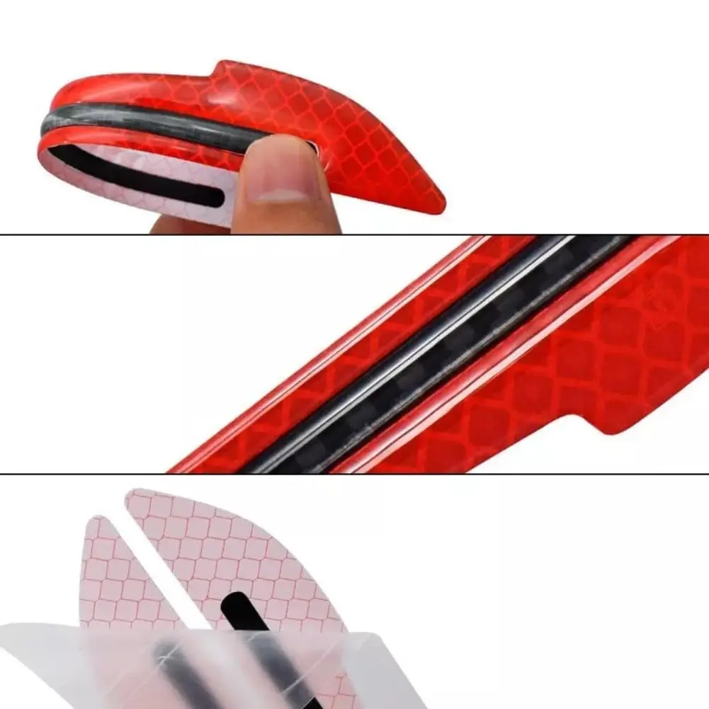 2Pcs/Set Reflective Car Warning Sticker Wheel Hub Door Handle Mirror Traceless Anti Scratch High Visibility Safety Decals