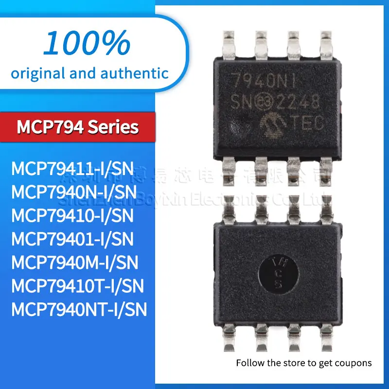 

Original genuine MCP79411 MCP7940N MCP79410 MCP79401 MCP7940M MCP79410T MCP7940NT-I/SN package SOIC-8