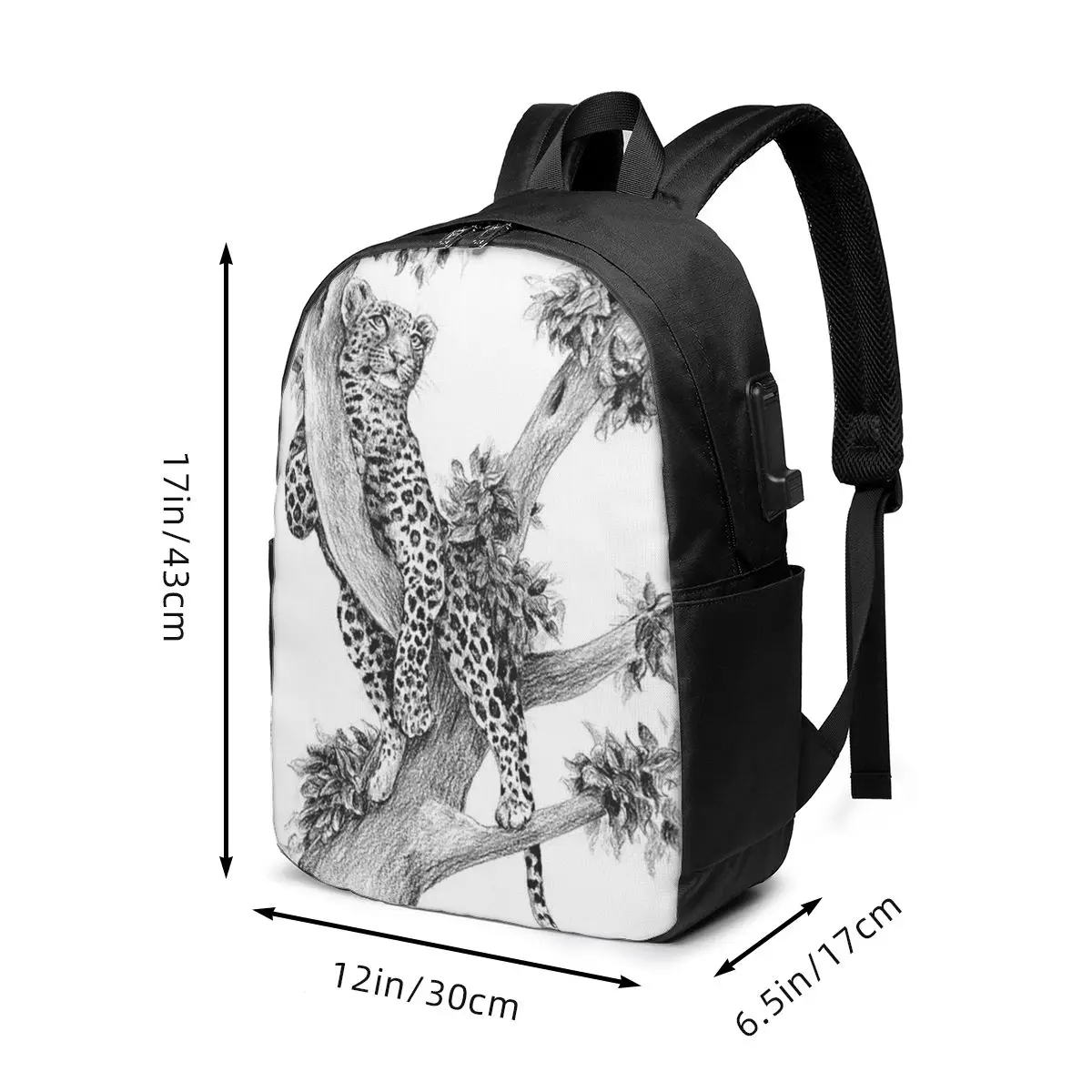 Cute Leopard In The Branches Design Backpack Travel Notebook Bag Computer College Student School Bag Laptop Shoulder Bags