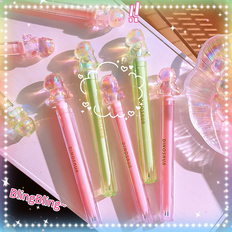 Kawaii stationery gel pens Aesthetic stationery items Office accessories Dinosaurs Lipstick shape ballpoint pens luxury gel pen image 2