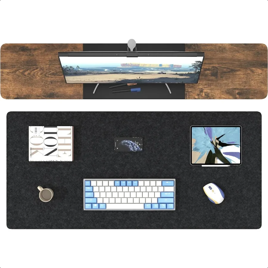 Alas Meja Felt Anti Selip 3,5,5X15,7 Inci Pelindung Alas Meja Besar Alas Meja Komputer Kantor untuk Keyboard dan Alas Mouse Penuh
