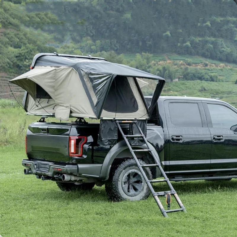 Clamshell Style ABS Hard Shell Roof Tent, Waterproof Lightweight All Weather Unit Mounts On SUV Truck Roof Rack