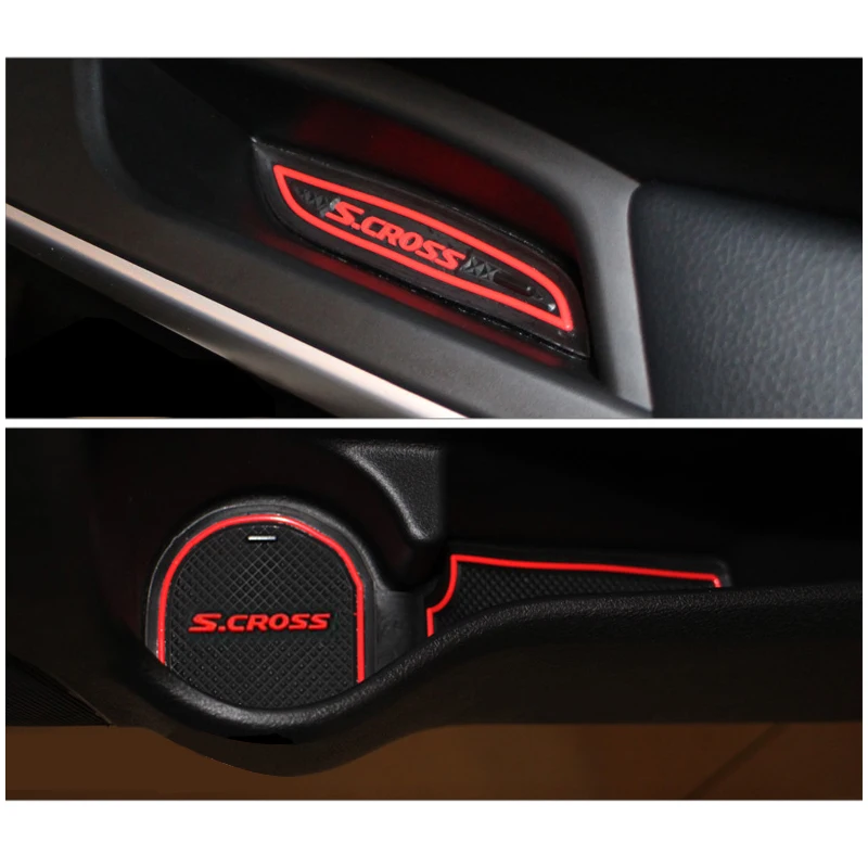 13PCS Car Cup Coaster Door Groove Mat Decoration Interior Accessories For Suzuki SX4 S-Cross S Cross 2014 - 2018 2015 2016 2017