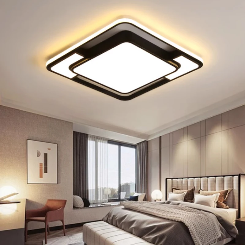 Square LED Ceiling Lights Modern Bedroom Lamp Living Room Light Home Indoor Decor Ceiling Chandelier Black Room Lighting Fixture