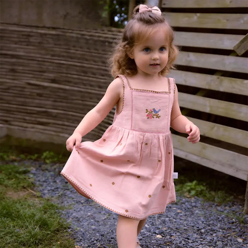 

Children's Floral Print Strap Dress Spring/Summer Girls' Daily Sweet Sleeveless Long Dress Baby Girl Strap Dress