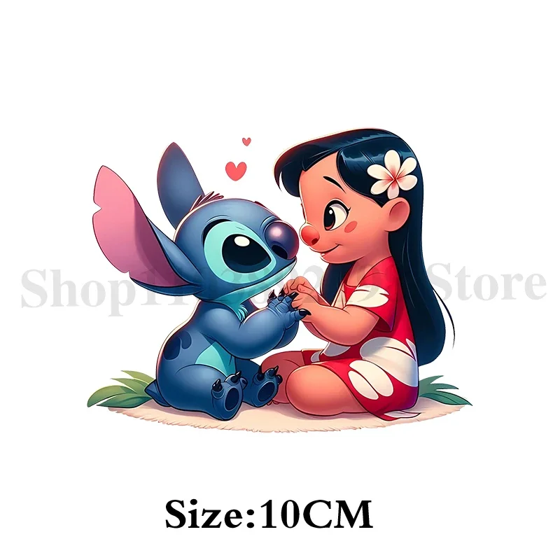 การ์ตูน Lilo & Stitch รถอุปกรณ์เสริมสติกเกอร์ด้านหลังดูกระจกน่ารักตกแต่งรูปลอกกันน้ํา UV DTF หน้าต่างรถสติกเกอร์