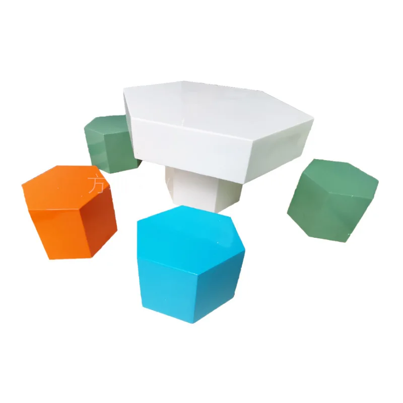 

FRP, tables and chairs, benches, hexagonal, simple, furniture, modern, simple, combination, shoe changing stool, community