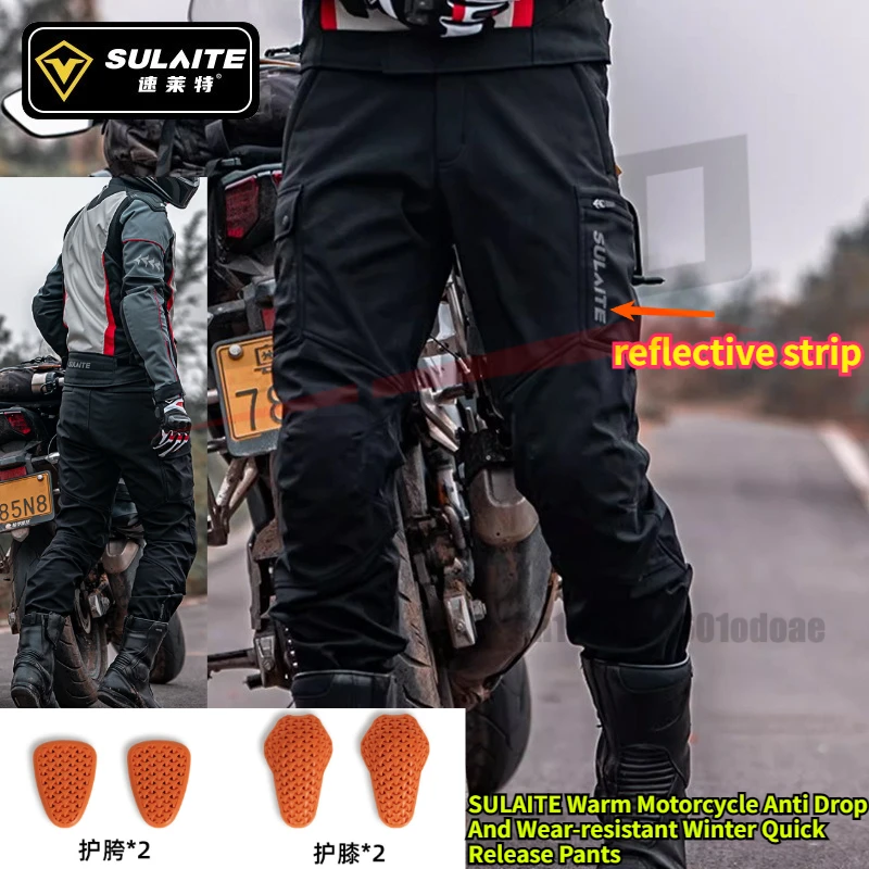 

SULAITE Offroad Motorcycle Pants Winter Warm CE Protection Quick Release Riding Gear Men Women