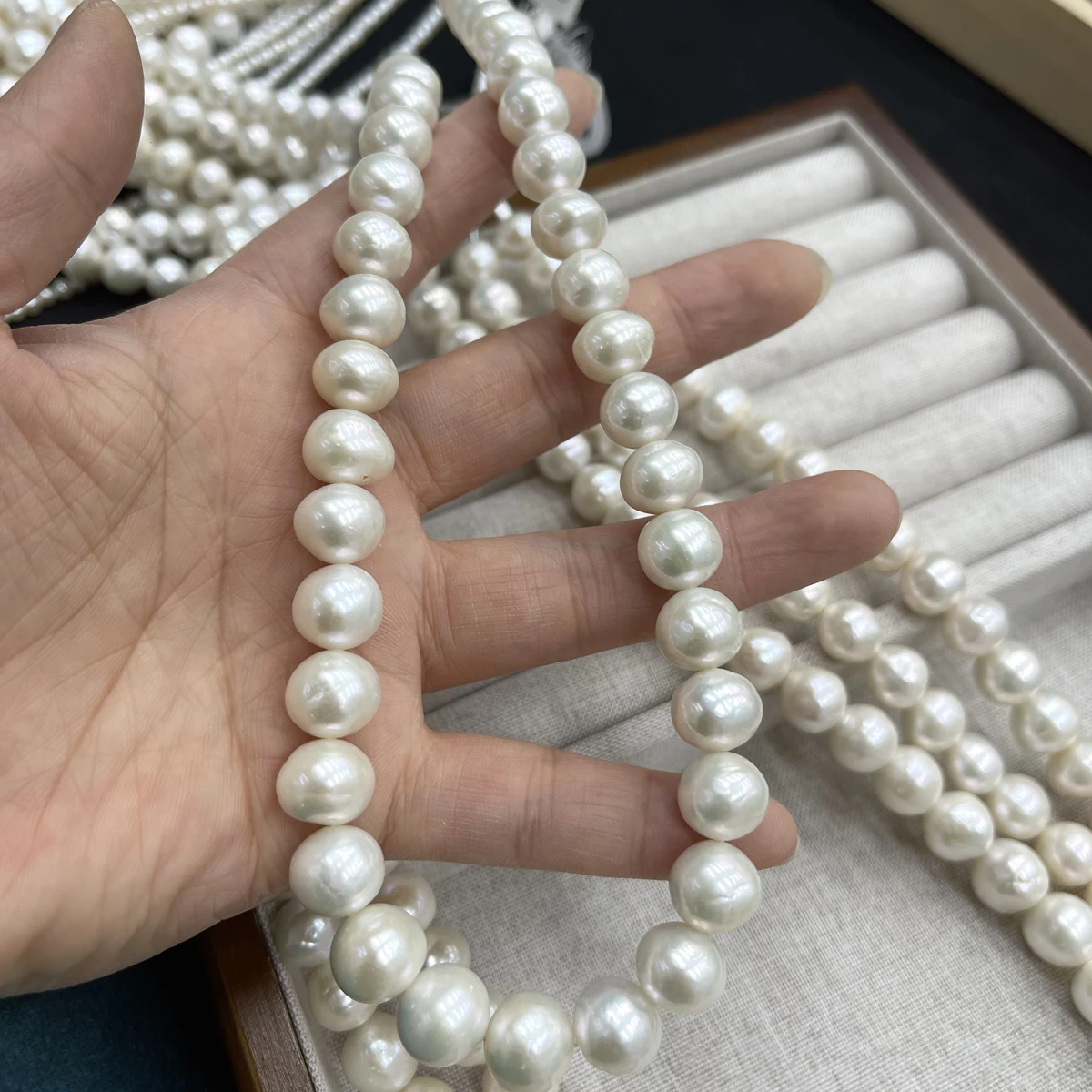 10-11-12-14mm Natural Freshwater Large White Edison Pearl Round Bead Jewelry Make DIY Necklace Earring Bracelet Accessory Women - view 5