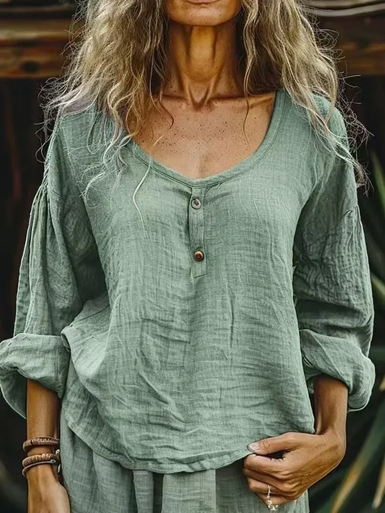 

Spring New Women Leisure Loose Long Sleeves Button Blouse Shirts Summer Fashion Elegant Female V Neck Short Sleeve Blouse Tops