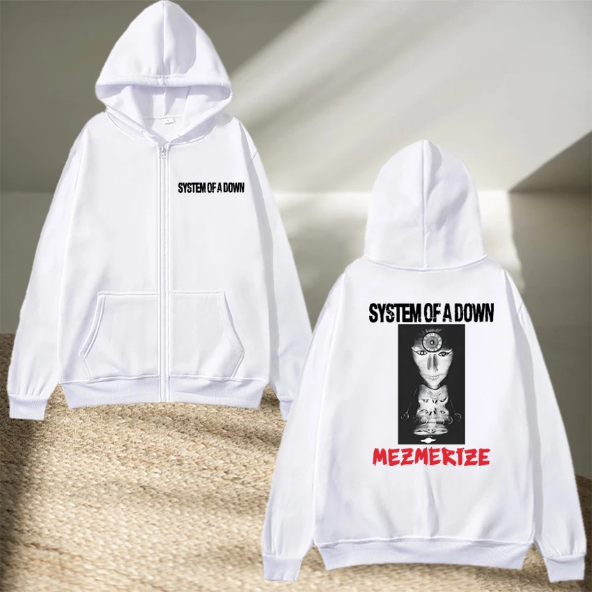 

System Of A Down Mezmerize Album Tour 2026 printed Zipper Coat Unisex hip hop vintage streetwear jacket Men women Fleece Hoodie