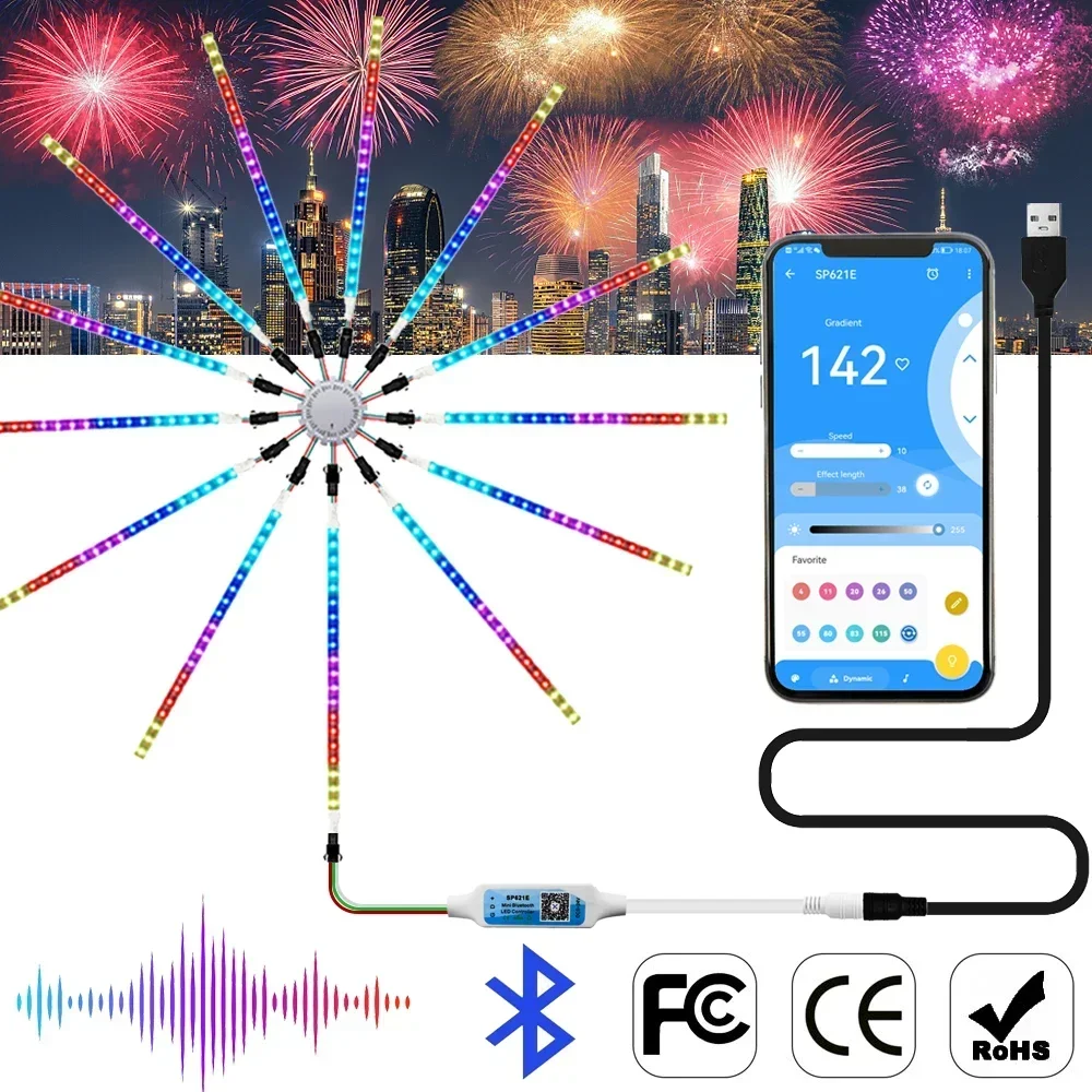 10/11/12/13 Channel WS2812B Firework Light DC5V WS2812 Individually Addressable Led Strip Module Bluetooth  Music Controller