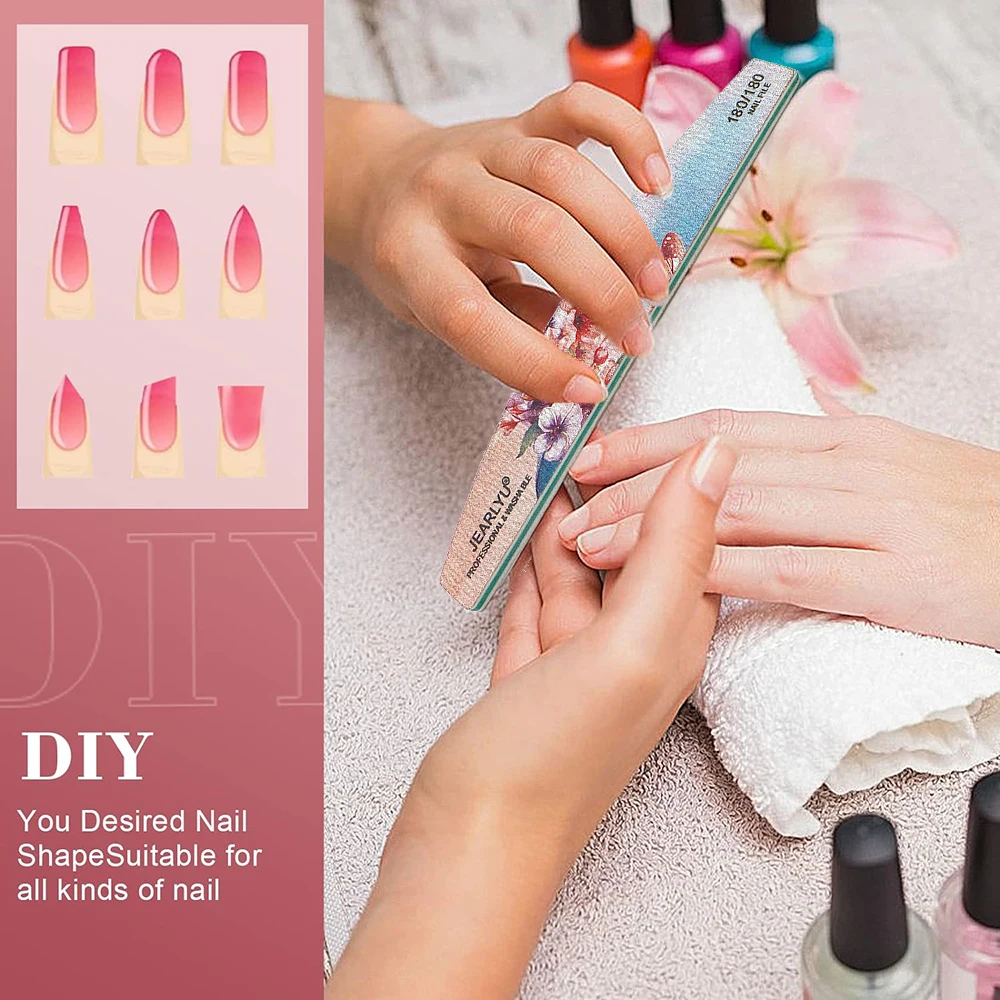 5Pcs Sandpaper Nails File 80/80 100/100 150/150 180/180 240/240 Grit Professional Nail Files For Manicure Remove Gel Nail Polish