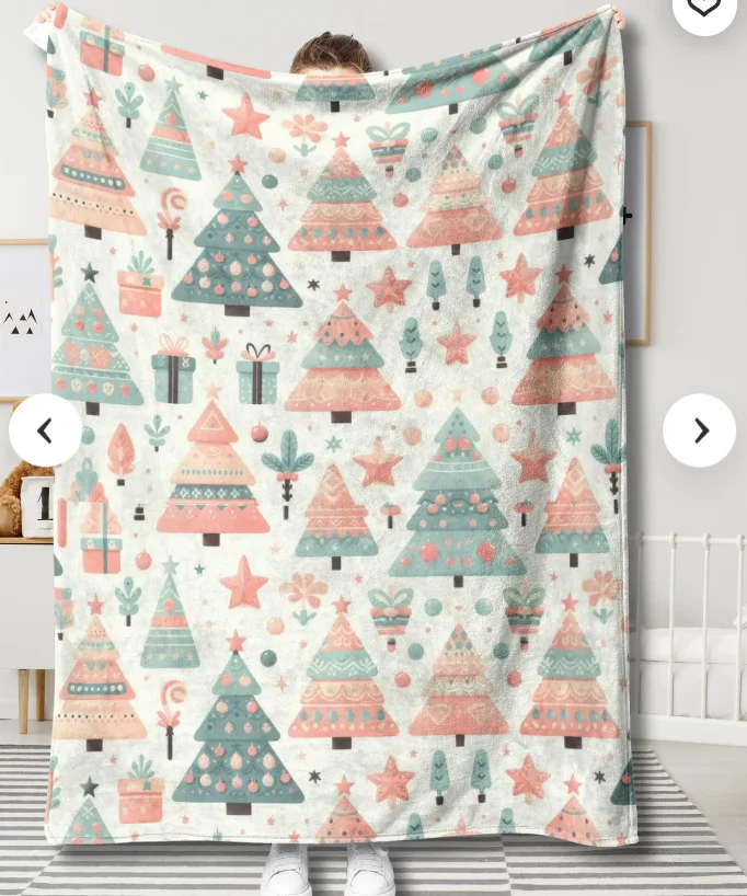 Pastel Christmas Blanket Gift Cozy Throw Soft Baby Blanket, Family Blanke Blanket Living Room, Sofa, Bedroom Home Decoration