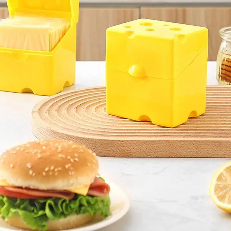 Cheese Storage Box Refrigerator Food Storage Container Cute Cheese Shaped Cheese Slice Storage Box Fresh-Keeping Tea Bag Jar