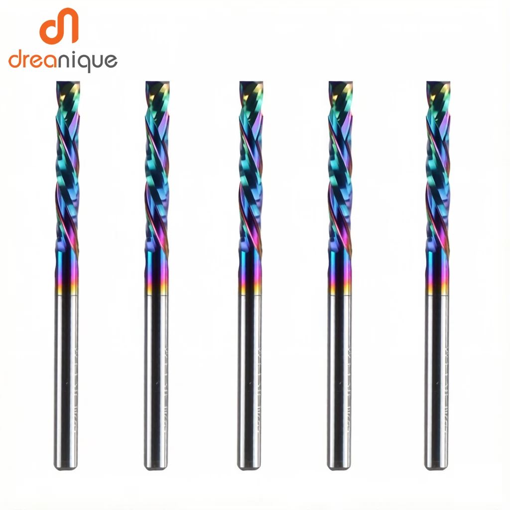 

5PCS/LOT DSP2FC SH 3.175mm UP & DOWN Cut 2 Flutes Compression end mill spiral Carbide Milling Tool with DLCc coating for wood