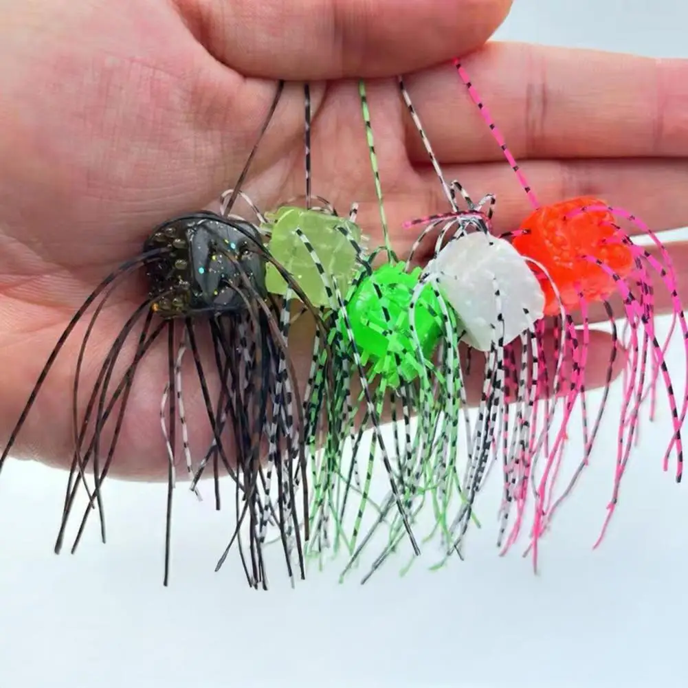 Señuelo de dados blandos con falda, 5 uds., 11CM/4G, hundimiento lento, dados artificiales coloridos, cebos de pesca de salmón, cebo de pesca de agua dulce