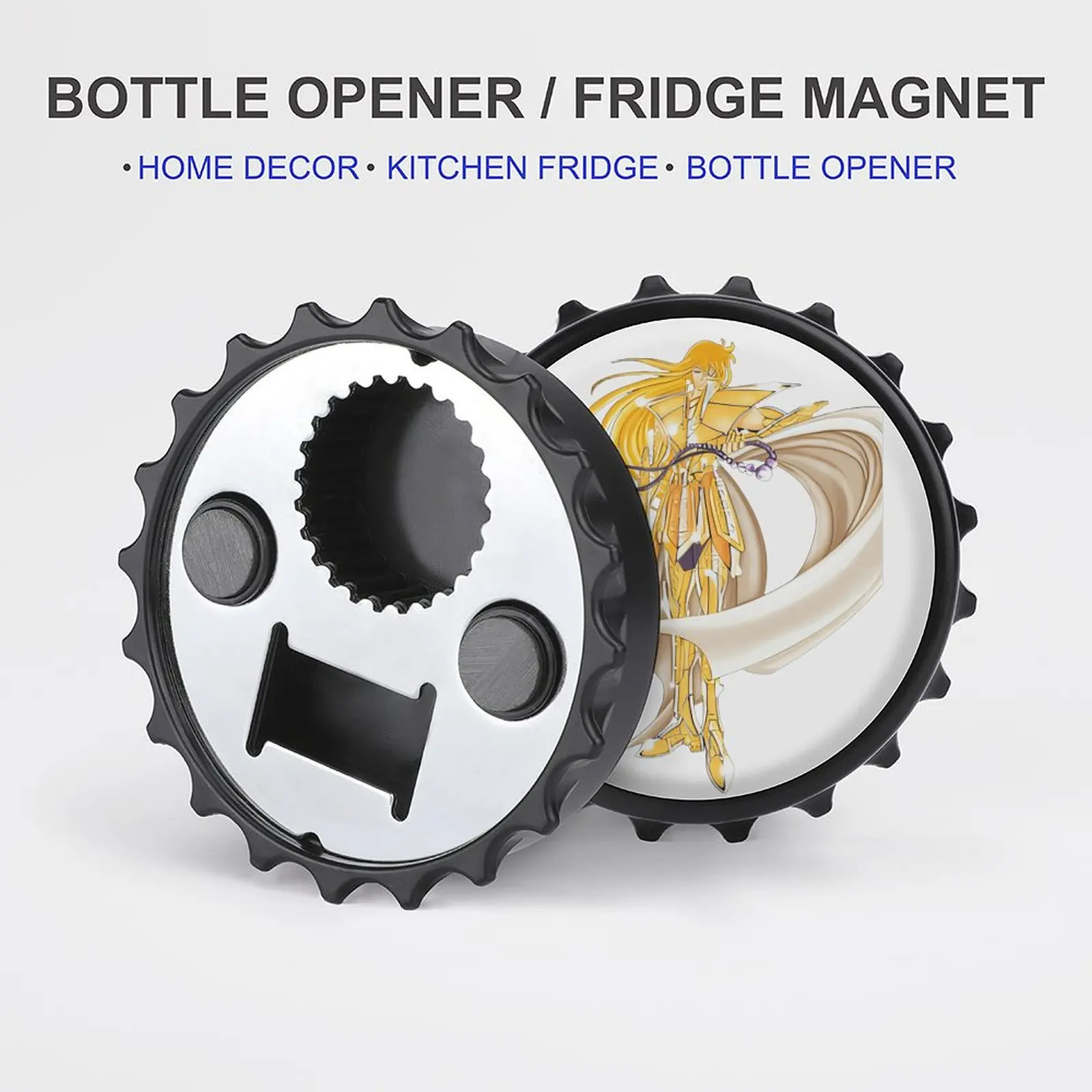 Magnete per frigorifero Apribottiglie Attrazione magnetica Personalizzazione in lega Saint Seiya Cavalieri dello zodiaco Merci Vergine Shaka