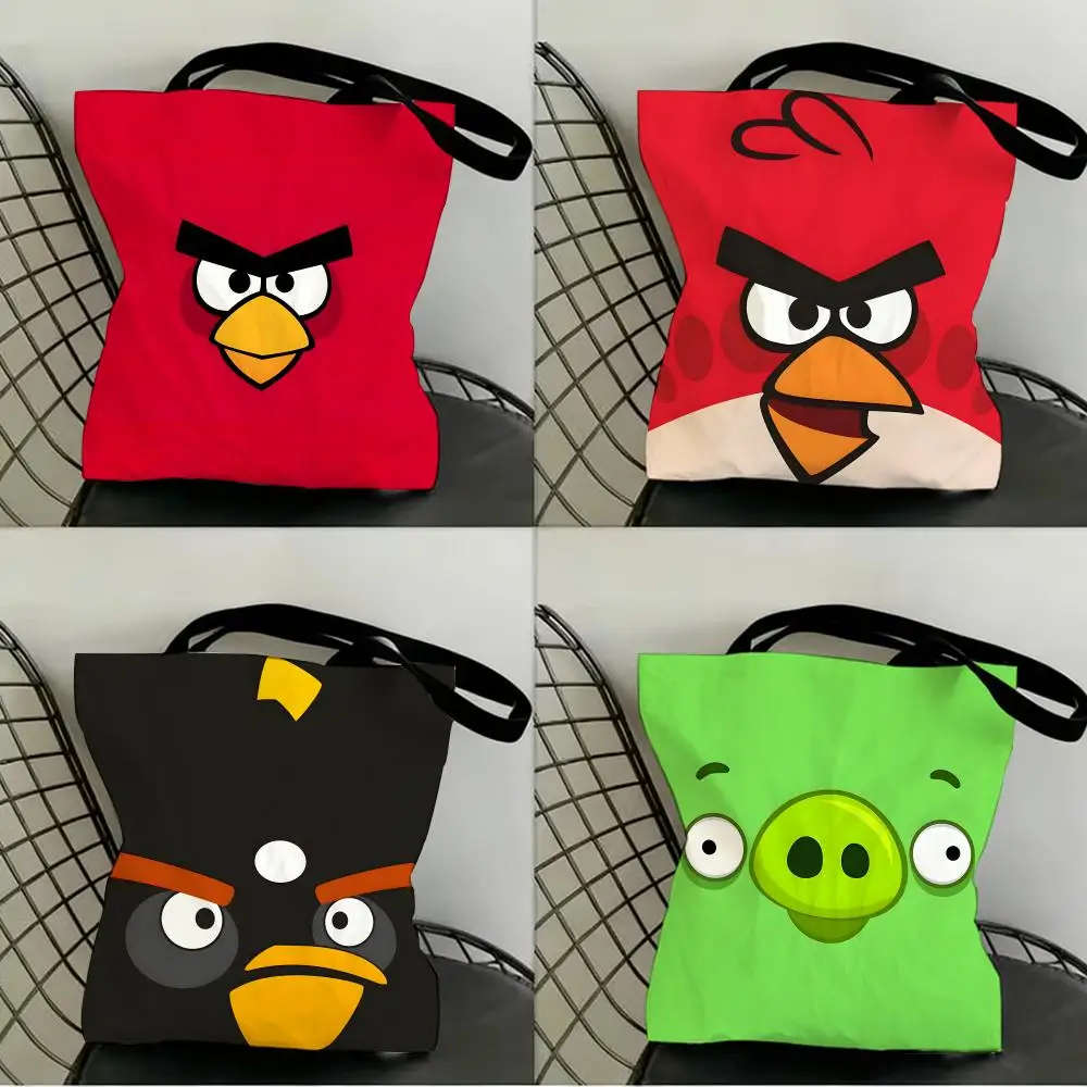 

Сумки для хранения, сумка для покупок, холщовая сумка для супермаркета, сумка-тоут для рождественской вечеринки, женская сумка, сумка-тоут с изображением Анимации A-A-Angry Birds