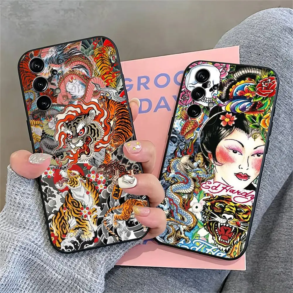 E-Ed H-Hardy A-Art Phone Case For Samsung S26,S25,S24,S23,S22,S21,S30,Ultra,Plus,Fe,Soft Silicone Black Cover